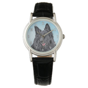 Belgian Sheepdog Painting - Cute Original Dog Art Watch