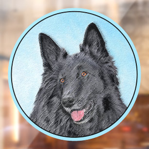 Belgian Sheepdog Painting - Cute Original Dog Art Window Cling