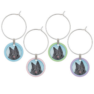 Belgian Sheepdog Painting - Cute Original Dog Art Wine Charm