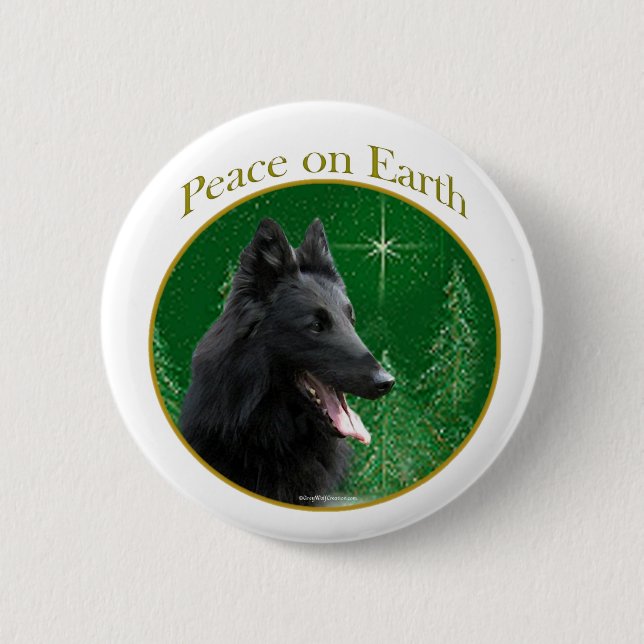 Belgian Sheepdog Peace Pinback Button (Front)