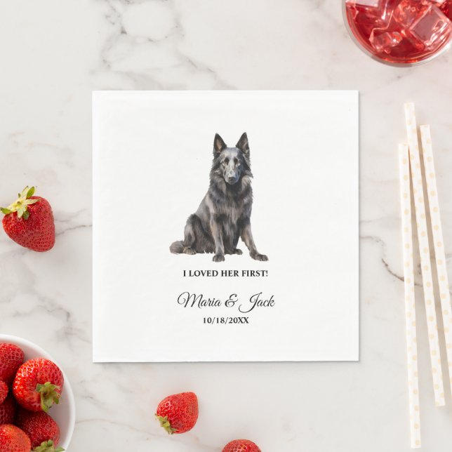 Belgian Sheepdog Pet Cocktail Wedding  Napkins (Insitu)
