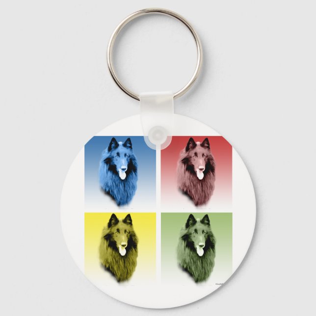 Belgian Sheepdog Pop Art Keychain (Front)