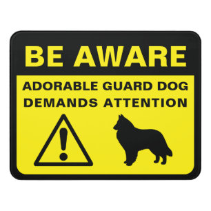 Belgian Sheepdog Silhouette Guard Dog Warning Door Sign