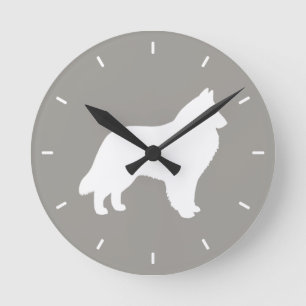 Belgian Sheepdog Silhouette Round Clock