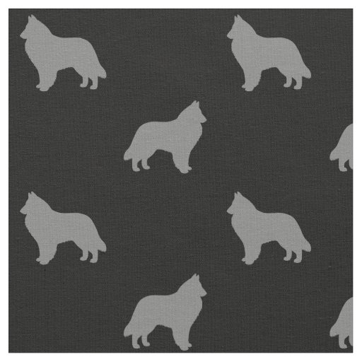 Belgian Sheepdog Silhouettes Grey and Black Fabric