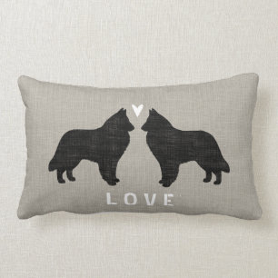 Belgian Sheepdog Silhouettes Love Lumbar Pillow