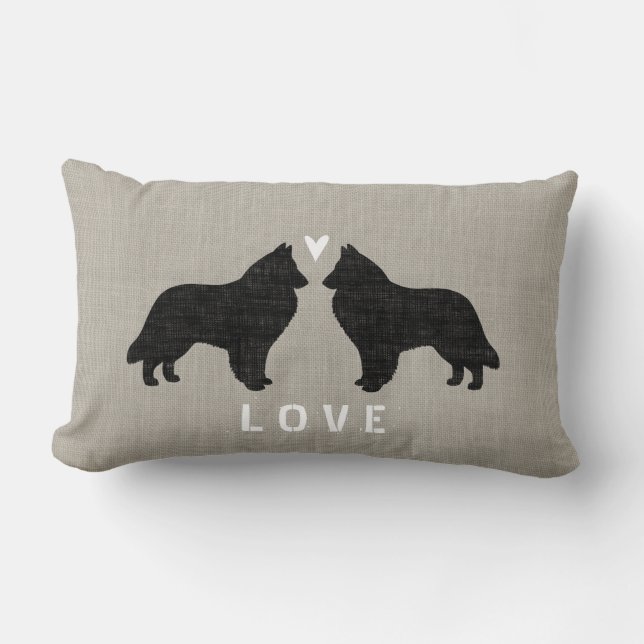 Belgian Sheepdog Silhouettes Love Lumbar Pillow (Front)