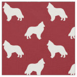 Belgian Sheepdog Silhouettes Red and White Fabric