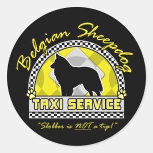 Belgian Sheepdog Taxi Service Classic Round Sticker
