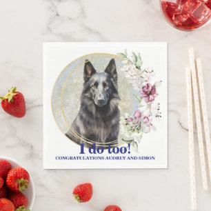 Belgian Sheepdog Wedding Napkins With Dogs Photo