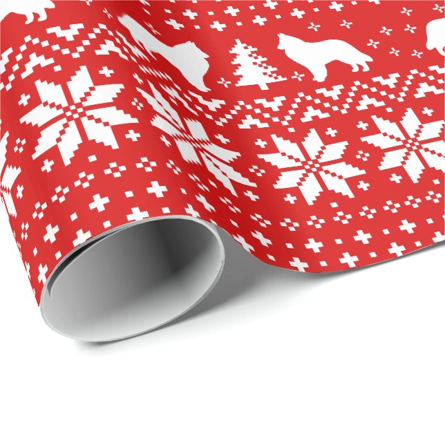 Belgian Sheepdogs Christmas Dogs Holiday Pattern Wrapping Paper (Roll Corner)