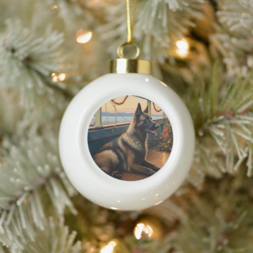 Belgian Shepherd Christmas Cruise Pawsome Holiday Ceramic Ball Christmas Ornament