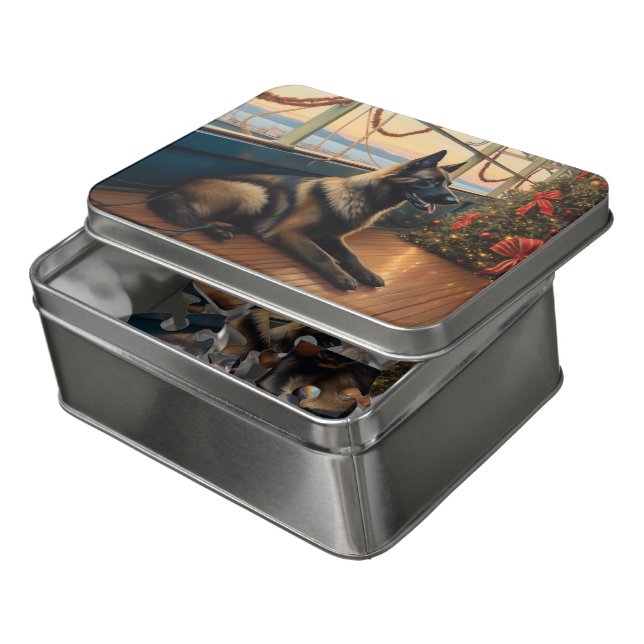 Belgian Shepherd Christmas Cruise: Pawsome Holiday Jigsaw Puzzle (Lid Open)
