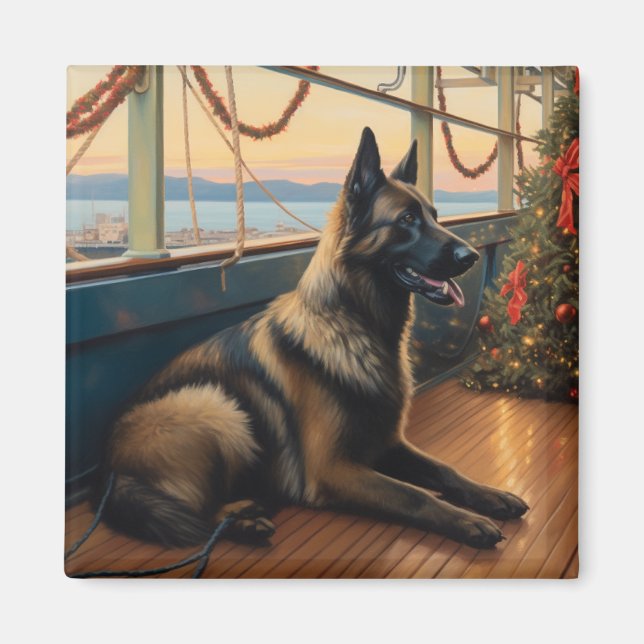 Belgian Shepherd Christmas Cruise: Pawsome Holiday Magnet (Front)