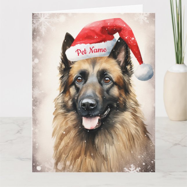 Belgian Shepherd Christmas Personalized  Card (Front)