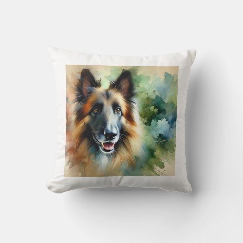 Belgian Shepherd Dog 250624AREF114 _ Watercolor Throw Pillow