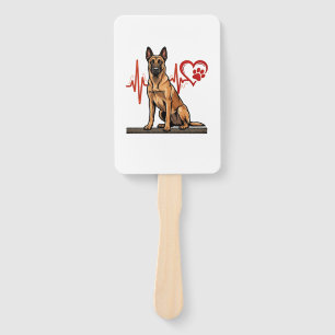 Belgian Shepherd Dog Heartbeat Paw Heart Hand Fan