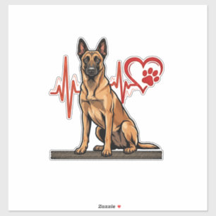 Belgian Shepherd Dog Heartbeat Paw Heart Sticker