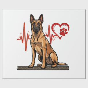 Belgian Shepherd Dog Heartbeat Paw Heart Wrapping Paper