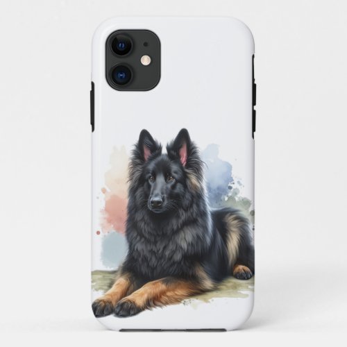 Belgian Shepherd Dog in Watercolor iPhone 11 Case