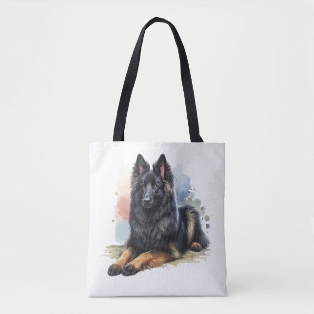 Belgian Shepherd Dog in Watercolor Tote Bag (Front)