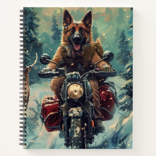 Belgian Shepherd Dog Riding Motorcycle Christmas Notebook