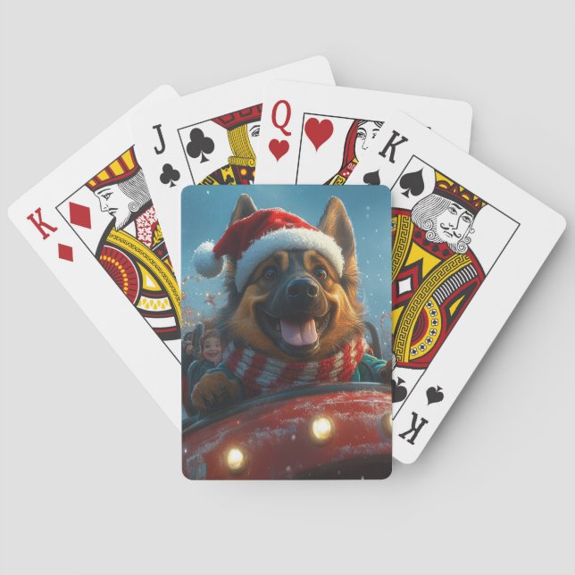 Belgian Shepherd Dog Roller Coaster Christmas Poker Cards (Back)