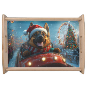 Belgian Shepherd Dog Roller Coaster Christmas Serving Tray