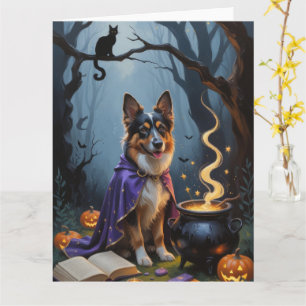 Belgian Shepherd Dog Whimsical Halloween Painting Card