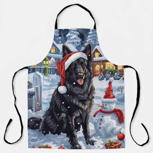 Belgian Shepherd Dog Winter Wonderland Christmas  Apron