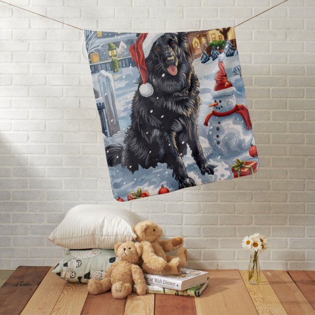 Belgian Shepherd Dog Winter Wonderland Christmas  Baby Blanket (In Situ)