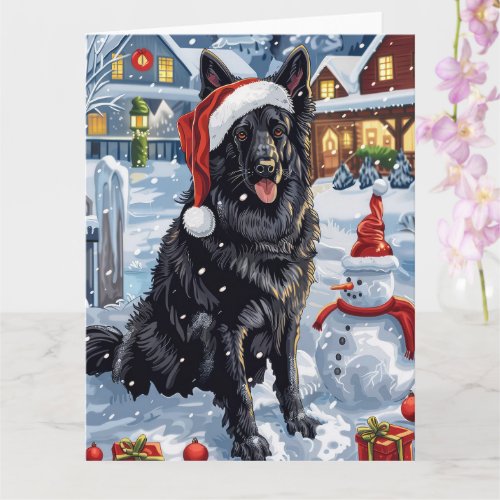 Belgian Shepherd Dog Winter Wonderland Christmas  Card