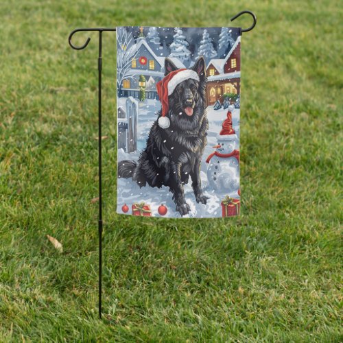 Belgian Shepherd Dog Winter Wonderland Christmas  Garden Flag