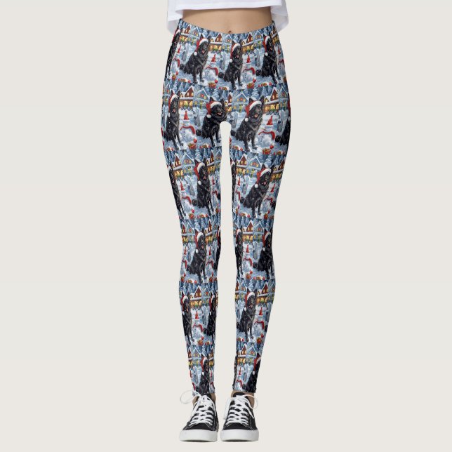 Belgian Shepherd Dog Winter Wonderland Christmas  Leggings (Front)