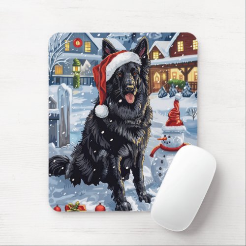 Belgian Shepherd Dog Winter Wonderland Christmas  Mouse Pad