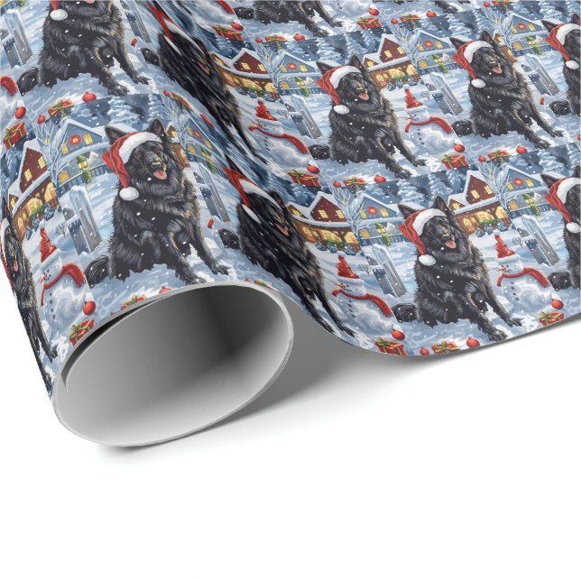 Belgian Shepherd Dog Winter Wonderland Christmas  Wrapping Paper (Roll Corner)