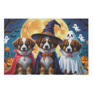 Belgian Shepherd Dogs Pumpkin Halloween Funny Faux Canvas Print