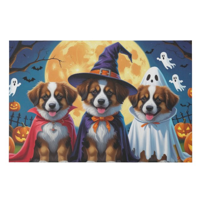 Belgian Shepherd Dogs Pumpkin Halloween Funny Faux Canvas Print (Front)