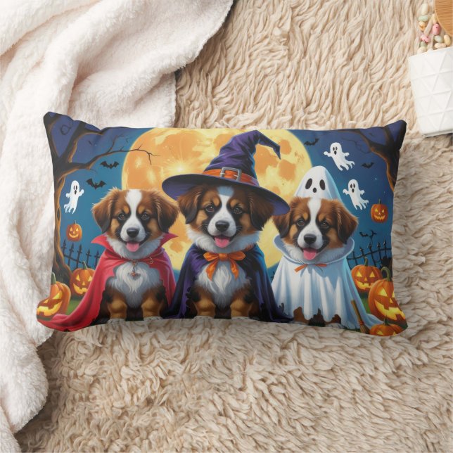 Belgian Shepherd Dogs Pumpkin Halloween Funny Lumbar Pillow (Blanket)