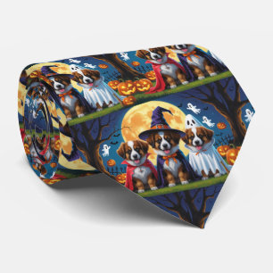 Belgian Shepherd Dogs Pumpkin Halloween Funny Neck Tie
