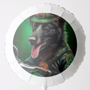 Belgian Shepherd driving bike St. Patrick's Day Balloon