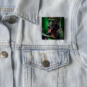 Belgian Shepherd driving bike St. Patrick's Day Button