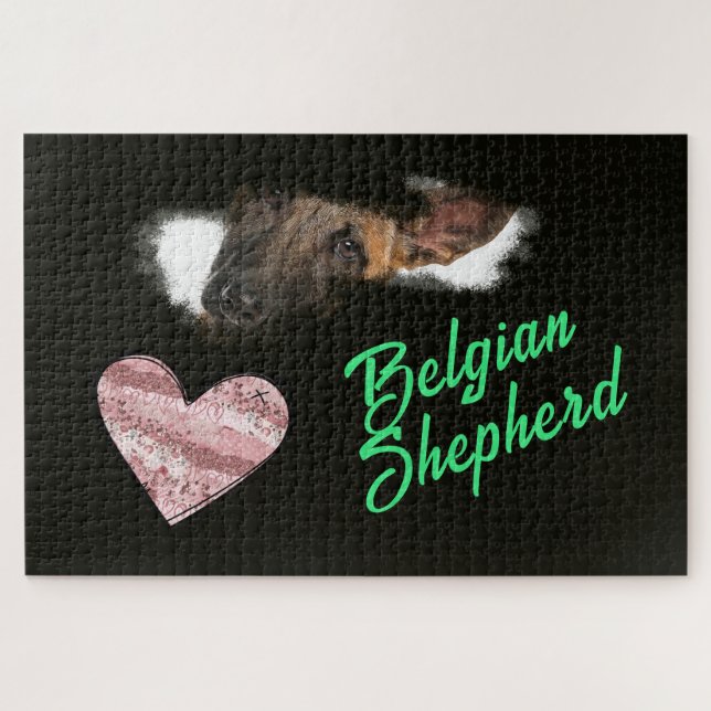 Belgian Shepherd Eyes Solid Color 1000 piece  Jigsaw Puzzle (Horizontal)
