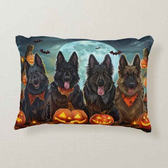 Belgian Shepherd Halloween Spooky Accent Pillow (Back)