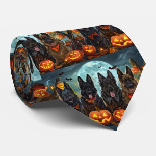 Belgian Shepherd Halloween Spooky Neck Tie