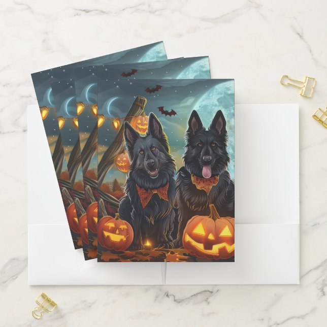 Belgian Shepherd Halloween Spooky Pocket Folder (In Situ)
