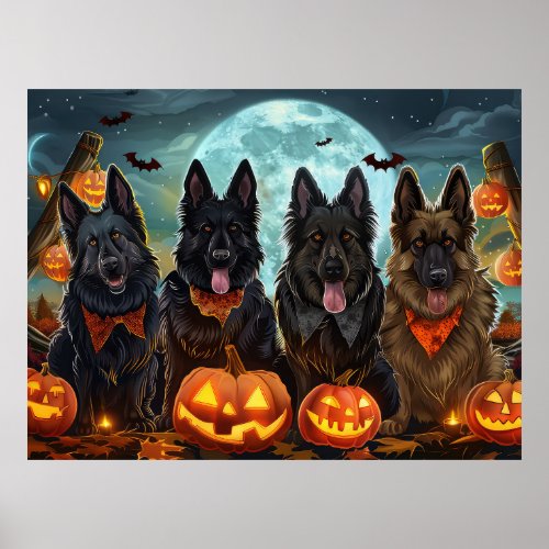 Belgian Shepherd Halloween Spooky Poster