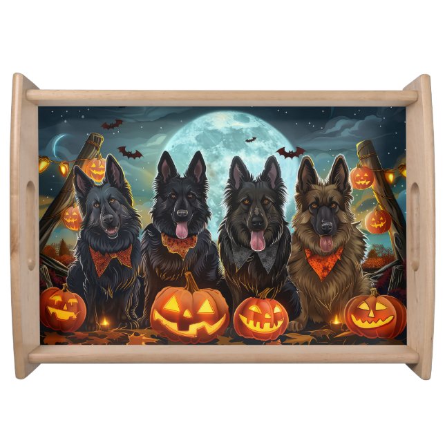 Belgian Shepherd Halloween Spooky Serving Tray (Front)