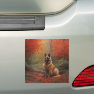 Belgian Shepherd in Autumn Leaves Fall Inspire Car Magnet