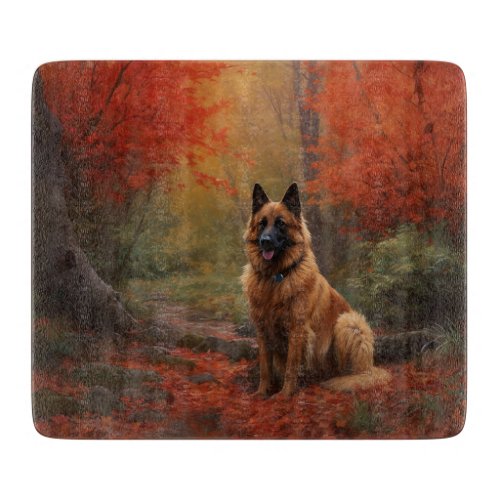 Belgian Shepherd in Autumn Leaves Fall Inspire  Cutting Board